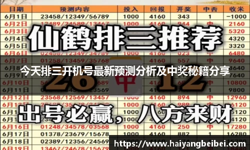 今天排三开机号最新预测分析及中奖秘籍分享