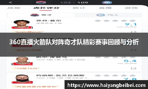 360直播火箭队对阵奇才队精彩赛事回顾与分析